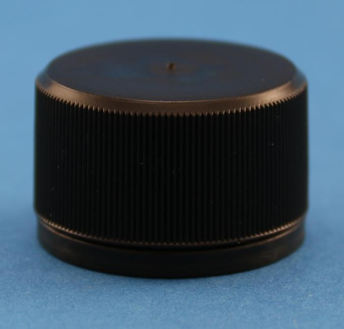 28mm Black Ribbed Tamper Evident Cap with Bore Seal